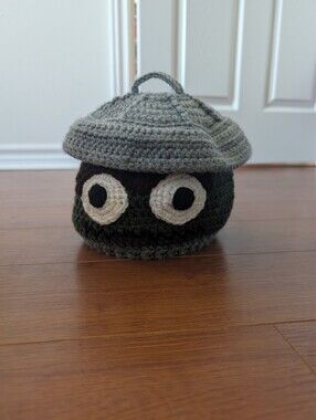Crochet Oscar The Grouch Hat - Gray & Black